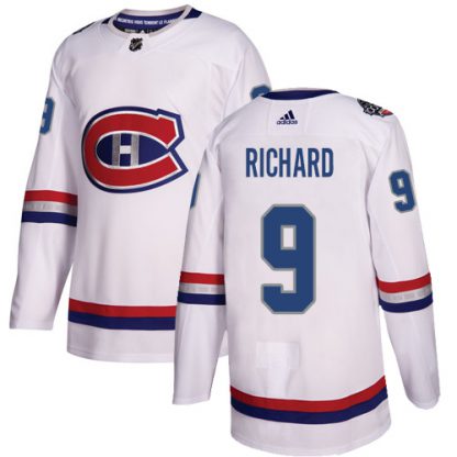 Adidas Montreal Canadiens #9 Maurice Richard White Authentic 2017 100 Classic Stitched NHL Jersey