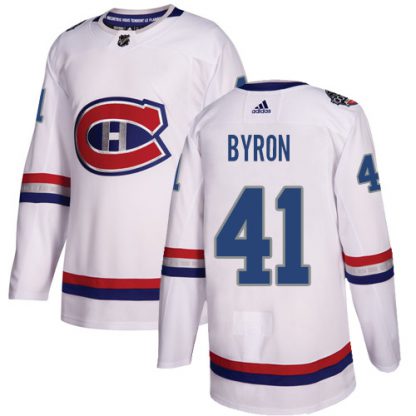 Adidas Montreal Canadiens #41 Paul Byron White Authentic 2017 100 Classic Stitched NHL Jersey