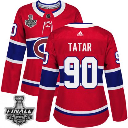 Adidas Montreal Canadiens #90 Tomas Tatar Red Home Authentic Women's 2021 NHL Stanley Cup Final Patch Jersey