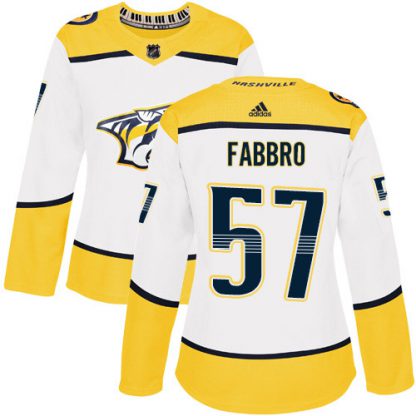 Adidas Nashville Predators #57 Dante Fabbro White Road Authentic Women's Stitched NHL Jersey