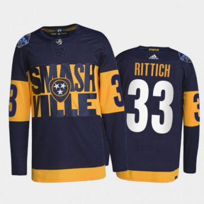 Adidas Nashville Predators #33 David Rittich Men's 2022 Stadium Series Authentic NHL Jersey - Navy