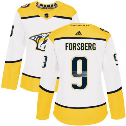 Adidas Nashville Predators #9 Filip Forsberg White Road Authentic Women's Stitched NHL Jersey