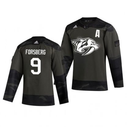 Nashville Nashville Predators #9 Filip Forsberg Adidas 2019 Veterans Day Men's Authentic Practice NHL Jersey Camo