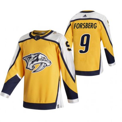 Nashville Nashville Predators #9 Filip Forsberg Yellow Men's Adidas 2020-21 Reverse Retro Alternate NHL Jersey