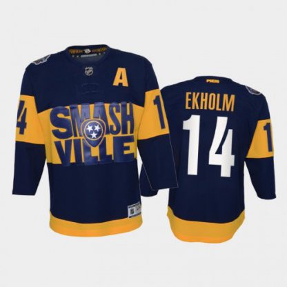 Adidas Nashville Predators #14 Mattias Ekholm Youth 2022 Stadium Series Game NHL Jersey - Navy