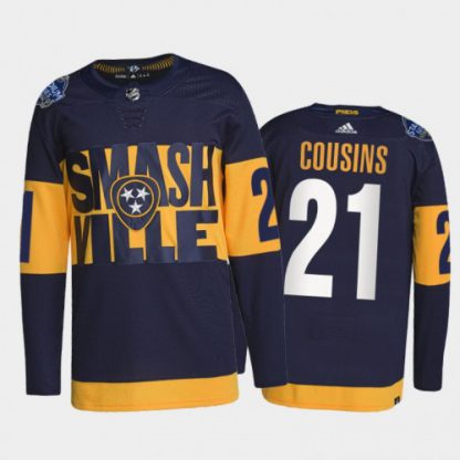 Adidas Nashville Predators #21 Nick Cousins Men's 2022 Stadium Series Authentic NHL Jersey - Navy