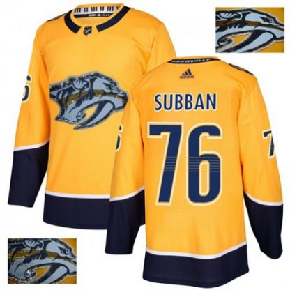 Adidas Nashville Predators #76 P.K Subban Yellow Home Authentic Fashion Gold Stitched NHL Jersey