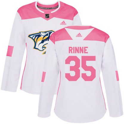 Adidas Nashville Predators #35 Pekka Rinne White/Pink Authentic Fashion Women's Stitched NHL Jersey