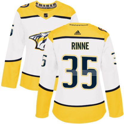Adidas Nashville Predators #35 Pekka Rinne White Road Authentic Women's Stitched NHL Jersey