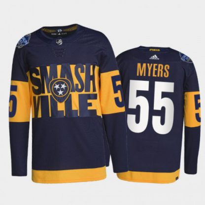 Adidas Nashville Predators #55 Philippe Myers Men's 2022 Stadium Series Authentic NHL Jersey - Navy