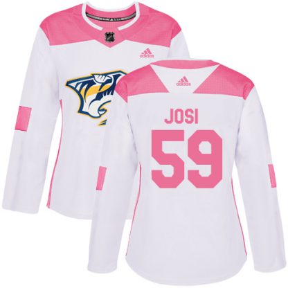 Adidas Nashville Predators #59 Roman Josi White/Pink Authentic Fashion Women's Stitched NHL Jersey