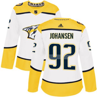 Adidas Nashville Predators #92 Ryan Johansen White Road Authentic Women's Stitched NHL Jersey