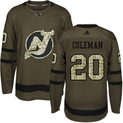 Adidas New Jersey Devils #20 Blake Coleman Green Salute to Service Stitched NHL Jersey