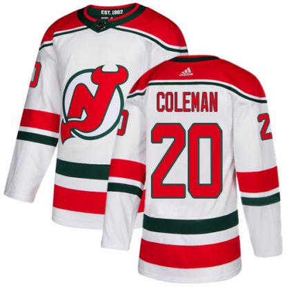 Adidas New Jersey Devils #20 Blake Coleman White Alternate Authentic Stitched NHL Jersey