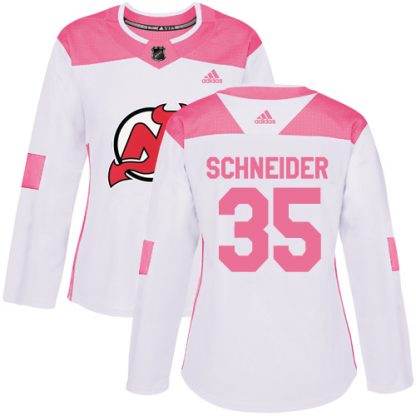 Adidas New Jersey Devils #35 Cory Schneider White/Pink Authentic Fashion Women's Stitched NHL Jersey