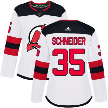 Adidas New Jersey Devils #35 Cory Schneider White Road Authentic Women's Stitched NHL Jersey