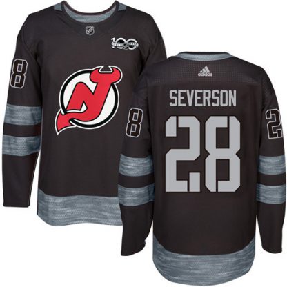 Adidas New Jersey Devils #28 Damon Severson Black 1917-2017 100th Anniversary Stitched NHL Jersey