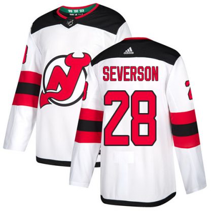 Adidas New Jersey Devils #28 Damon Severson White Road Authentic Stitched NHL Jersey