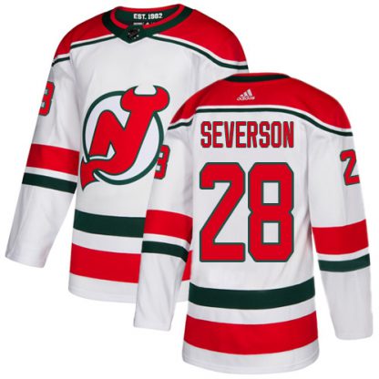 Adidas New Jersey Devils #28 Damon Severson White Alternate Authentic Stitched NHL Jersey