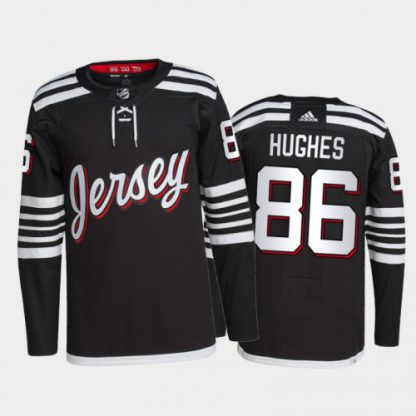 Adidas New Jersey Devils #86 Jack Hughes Men's 2021-22 Alternate Authentic NHL Jersey - Black