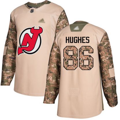 Adidas New Jersey Devils #86 Jack Hughes Camo Authentic 2017 Veterans Day Stitched NHL Jersey