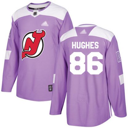 Adidas New Jersey Devils #86 Jack Hughes Purple Authentic Fights Cancer Stitched NHL Jersey