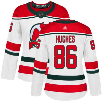 Adidas New Jersey Devils #86 Jack Hughes White Alternate Authentic Women's Stitched NHL Jersey