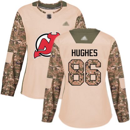 Adidas New Jersey Devils #86 Jack Hughes Camo Authentic 2017 Veterans Day Women's Stitched NHL Jersey