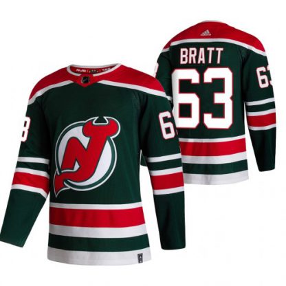 New Jersey New Jersey Devils #63 Jesper Bratt Green Men's Adidas 2020-21 Reverse Retro Alternate NHL Jersey