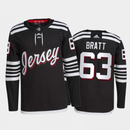 Adidas New Jersey Devils #63 Jesper Bratt Men's 2021-22 Alternate Authentic NHL Jersey - Black
