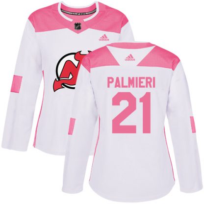 Adidas New Jersey Devils #21 Kyle Palmieri White/Pink Authentic Fashion Women's Stitched NHL Jersey