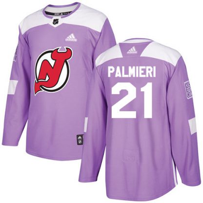 Adidas New Jersey Devils #21 Kyle Palmieri Purple Authentic Fights Cancer Stitched Youth NHL Jersey