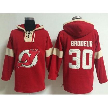 New Jersey New Jersey Devils #30 Martin Brodeur Red Pullover NHL Hoodie