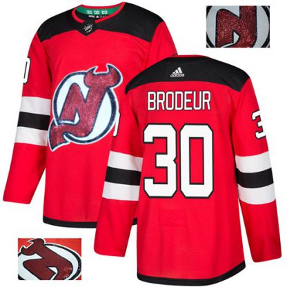 Adidas New Jersey Devils #30 Martin Brodeur Red Home Authentic Fashion Gold Stitched NHL Jersey