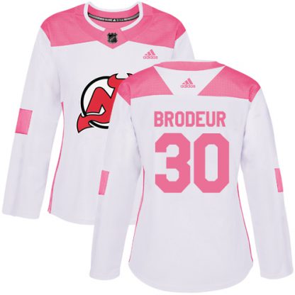 Adidas New Jersey Devils #30 Martin Brodeur White/Pink Authentic Fashion Women's Stitched NHL Jersey