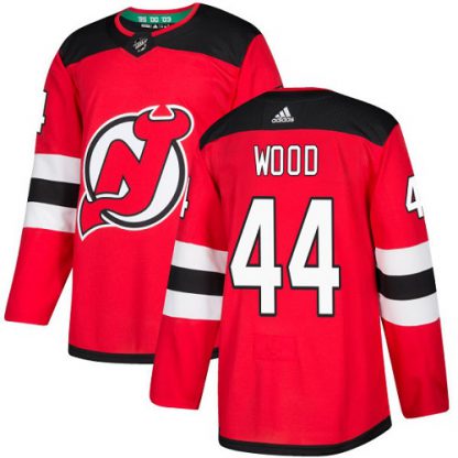 Adidas New Jersey Devils #44 Miles Wood Red Home Authentic Stitched NHL Jersey