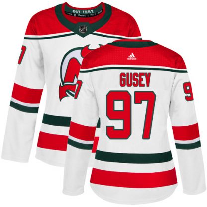 Adidas New Jersey Devils #97 Nikita Gusev White Alternate Authentic Women's Stitched NHL Jersey