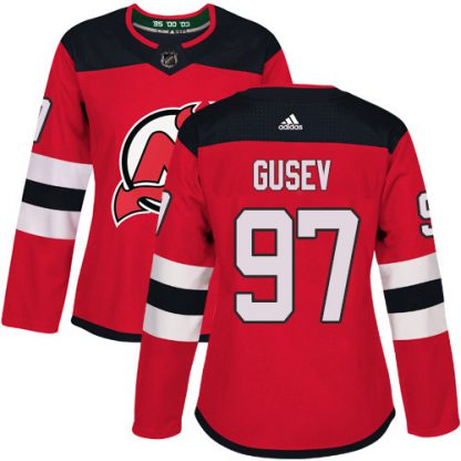 Adidas New Jersey Devils #97 Nikita Gusev Red Home Authentic Women's Stitched NHL Jersey