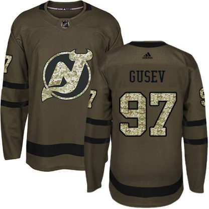 Adidas New Jersey Devils #97 Nikita Gusev Green Salute to Service Stitched Youth NHL Jersey