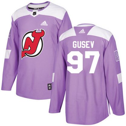 Adidas New Jersey Devils #97 Nikita Gusev Purple Authentic Fights Cancer Stitched Youth NHL Jersey