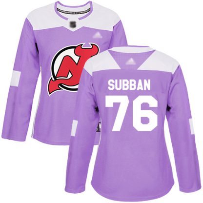 Adidas New Jersey Devils #76 P.K. Subban Purple Authentic Fights Cancer Women's Stitched NHL Jersey