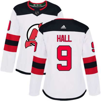 Adidas New Jersey Devils #9 Taylor Hall White Road Authentic Women's Stitched NHL Jersey