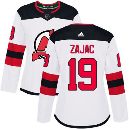 Adidas New Jersey Devils #19 Travis Zajac White Road Authentic Women's Stitched NHL Jersey