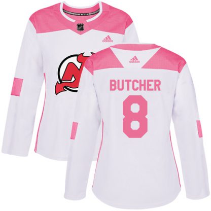 Adidas New Jersey Devils #8 Will Butcher White/Pink Authentic Fashion Women's Stitched NHL Jersey