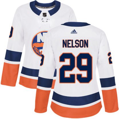Adidas New York Islanders #29 Brock Nelson White Road Authentic Women's Stitched NHL Jersey