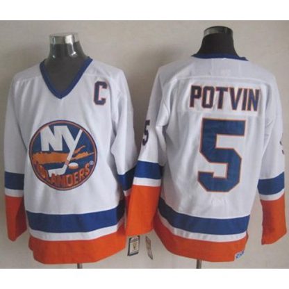 New York Islanders #5 Denis Potvin White CCM Throwback Stitched NHL Jersey