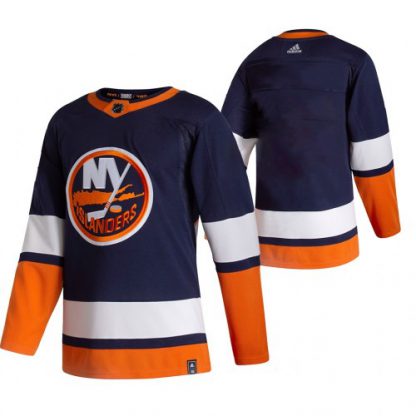 New York New York Islanders Blank Navy Blue Men's Adidas 2020-21 Reverse Retro Alternate NHL Jersey