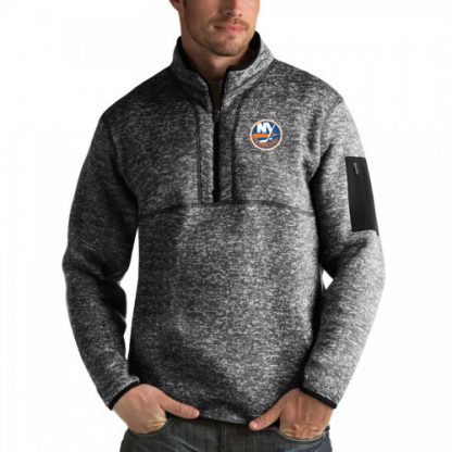 New York New York Islanders Antigua Fortune Quarter-Zip Pullover Jacket Charcoal