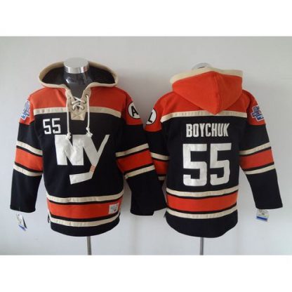 New York Islanders #55 Johnny Boychuk Dark Blue Sawyer Hooded Sweatshirt Stitched NHL Jersey