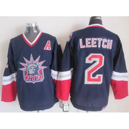New York Rangers #2 Brian Leetch Navy Blue CCM Statue of Liberty Stitched NHL Jersey